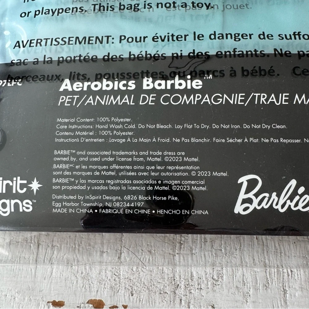 Barbie Dog Costume NEW size Large Aerobics Barbie Shirt Sweatband‎ Halloween